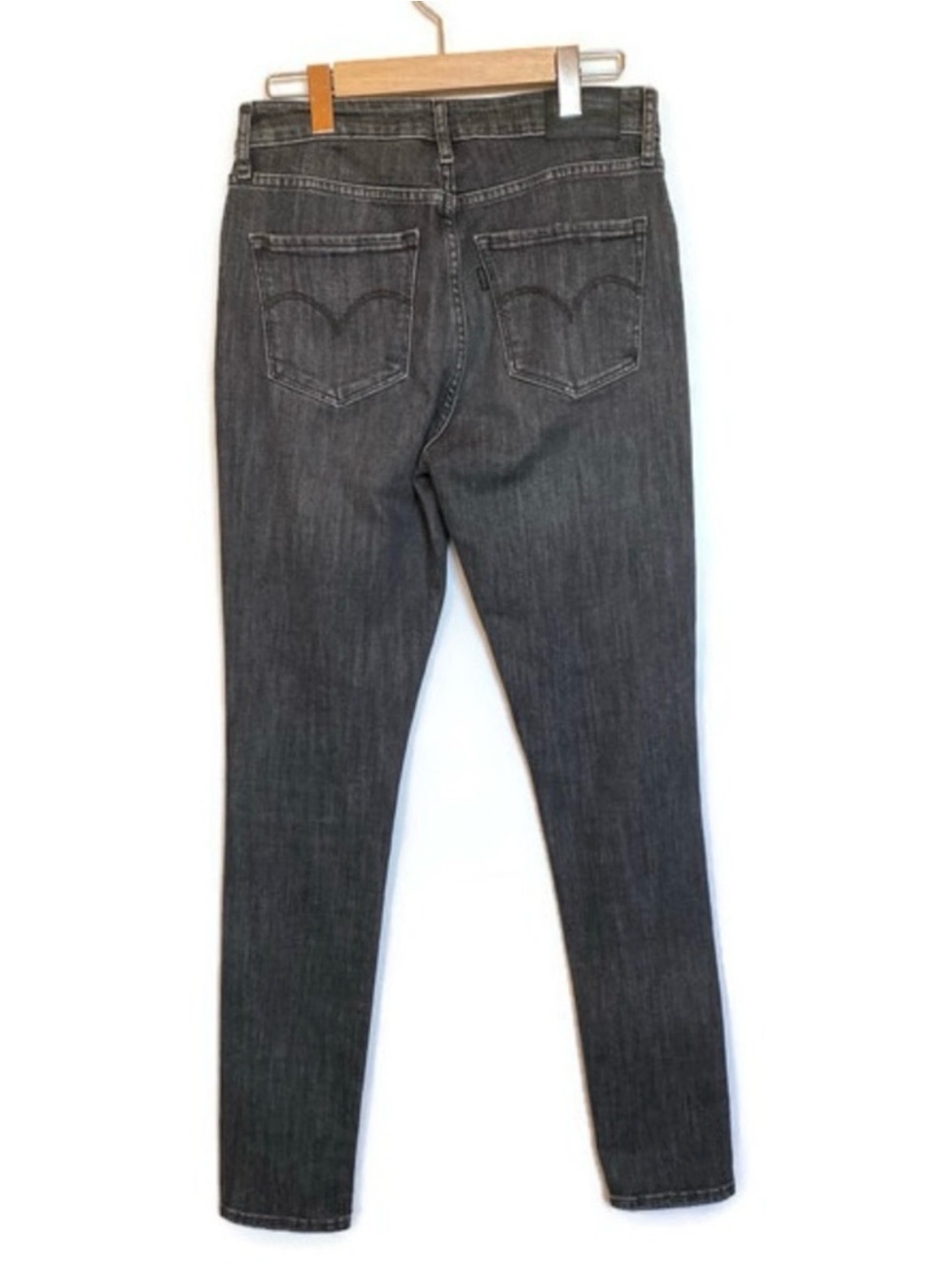 LEVI’S 721 High Rise Distressed Ripped Skinny Jeans Black - Picture 4 of 10